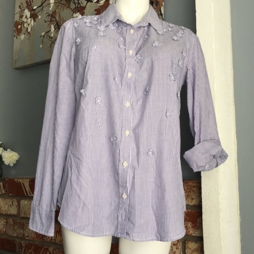 a.n.d ea wy striped buttonfront shirt size L